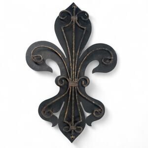 Fleur-De-Lis Bourbon street Two Layer Wall Plaque Metal Iron Garden Decor 24"